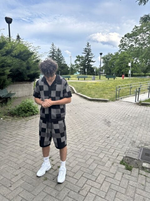 Customer wearing ESSNTL Pixel Set